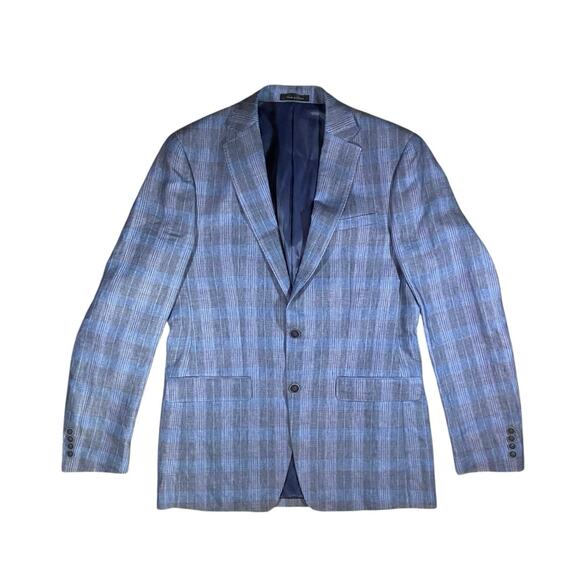 Calvin Klein Other - Calvin Klein Linen Blue Plaid Blazer - 40L